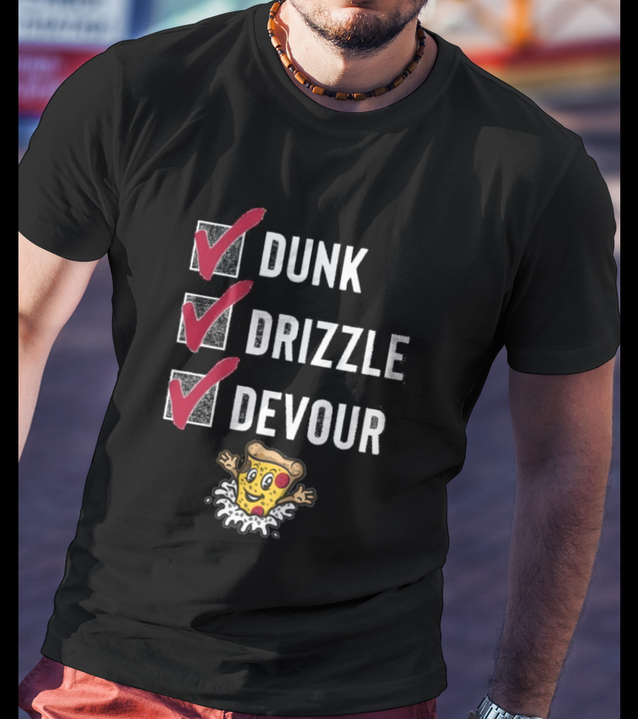 Tulsa Ranch Dippers Dunk Drizzle Devour Pizza Checklist T-Shirt