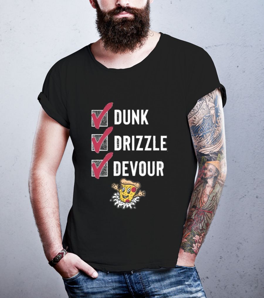 Tulsa Ranch Dippers Dunk Drizzle Devour Pizza Checklist T-Shirt