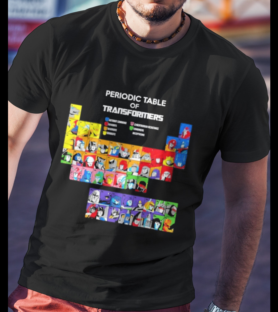Periodic Table Of Transformers Autobots Decepticons Maximals Predacons T-Shirt