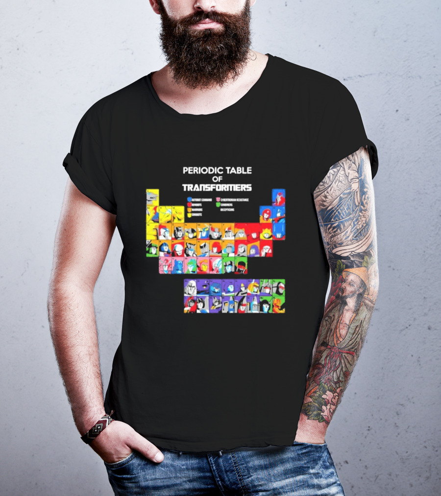 Periodic Table Of Transformers Autobots Decepticons Maximals Predacons T-Shirt
