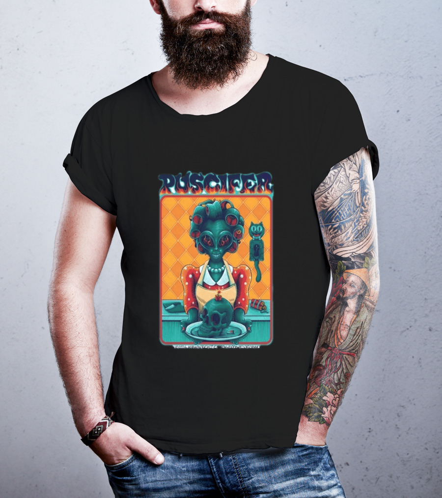 Puscifer Apr 10 2026 Mashantucket CT Foxwoods Resort Casino Alien Chef With Skull And Cat T-Shirt