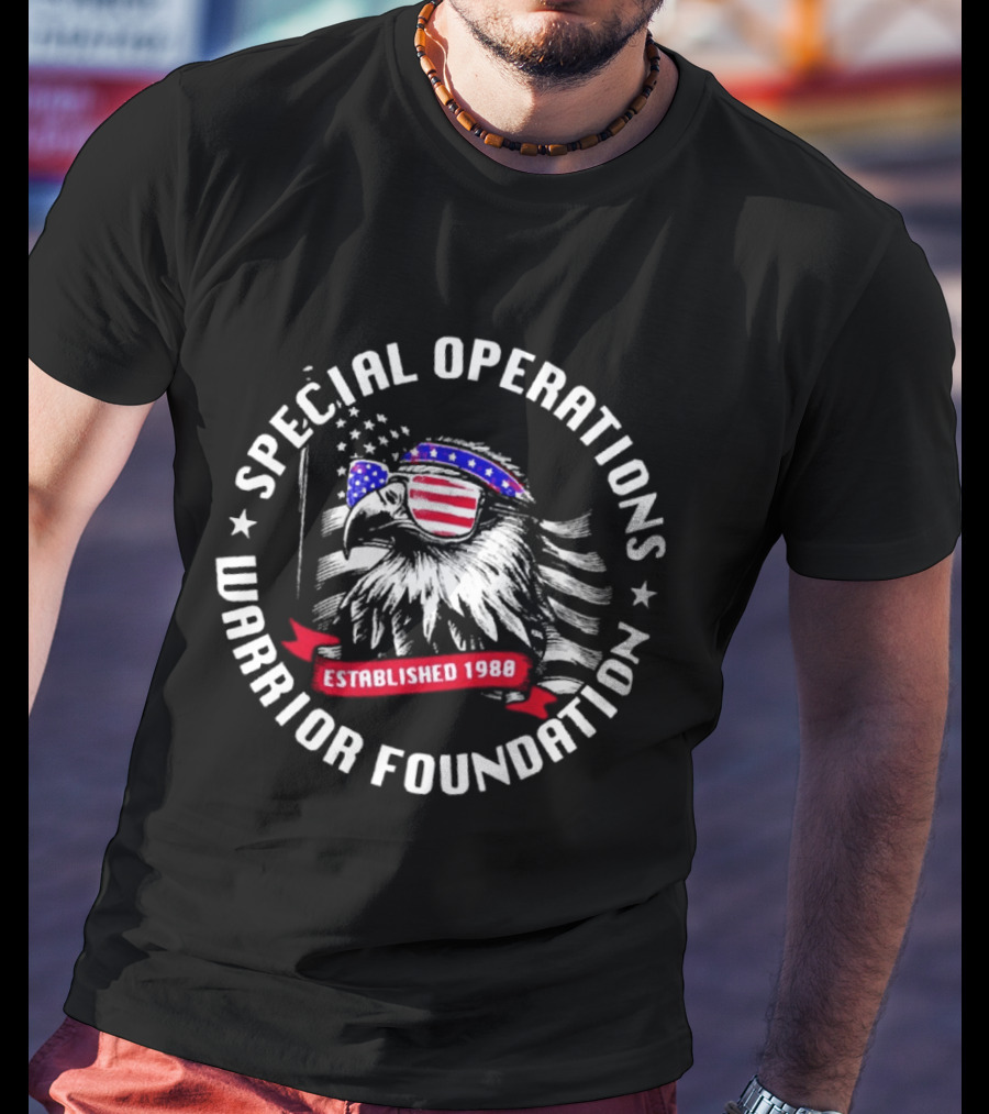 Special Operations Warrior Foundation Eagle Established 1980 American Flag T-Shirt