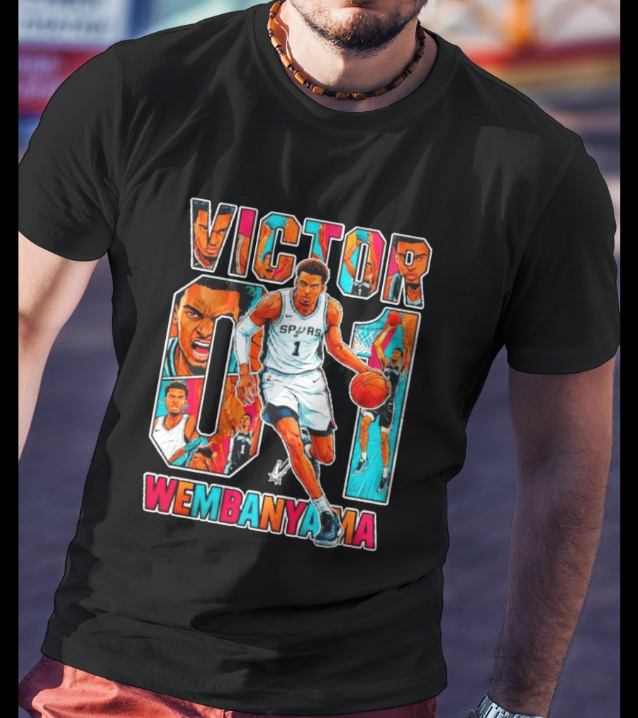 Victor Wembanyama No 1 San Antonio Spurs Comic Fiesta T-Shirt