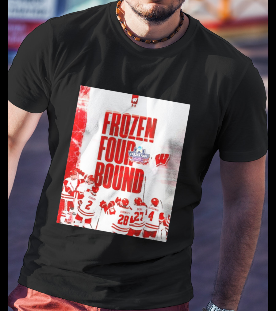 Frozen Four Bound Wisconsin Badgers Men's Ice Hockey Team Celebration T-Shirt