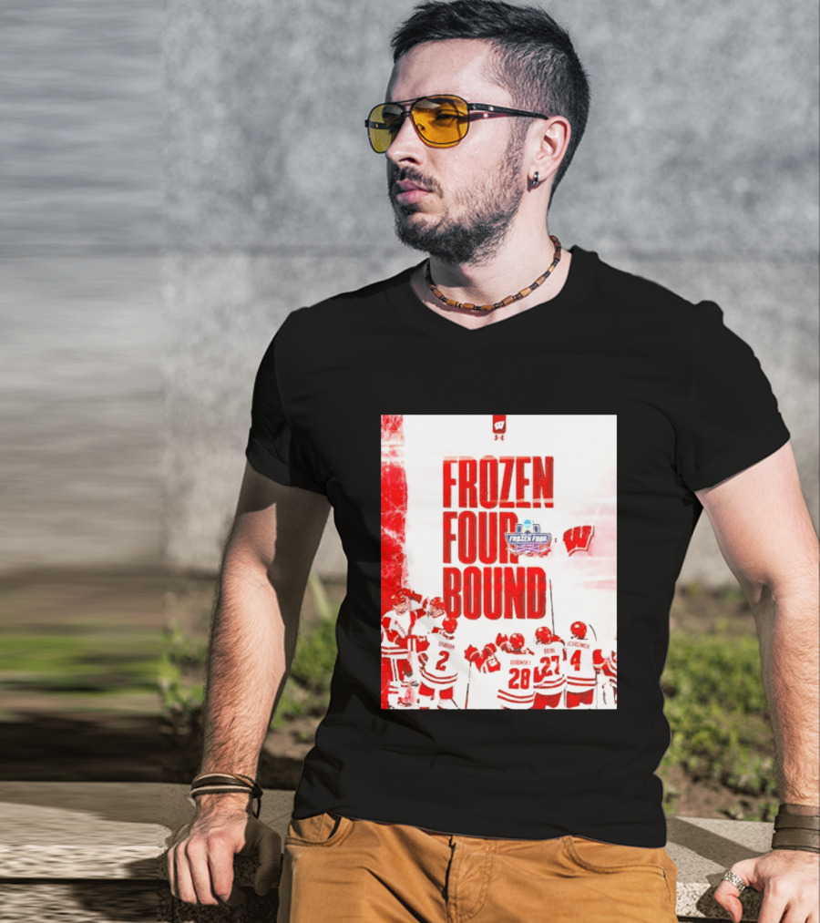 Frozen Four Bound Wisconsin Badgers Men's Ice Hockey Team Celebration T-Shirt