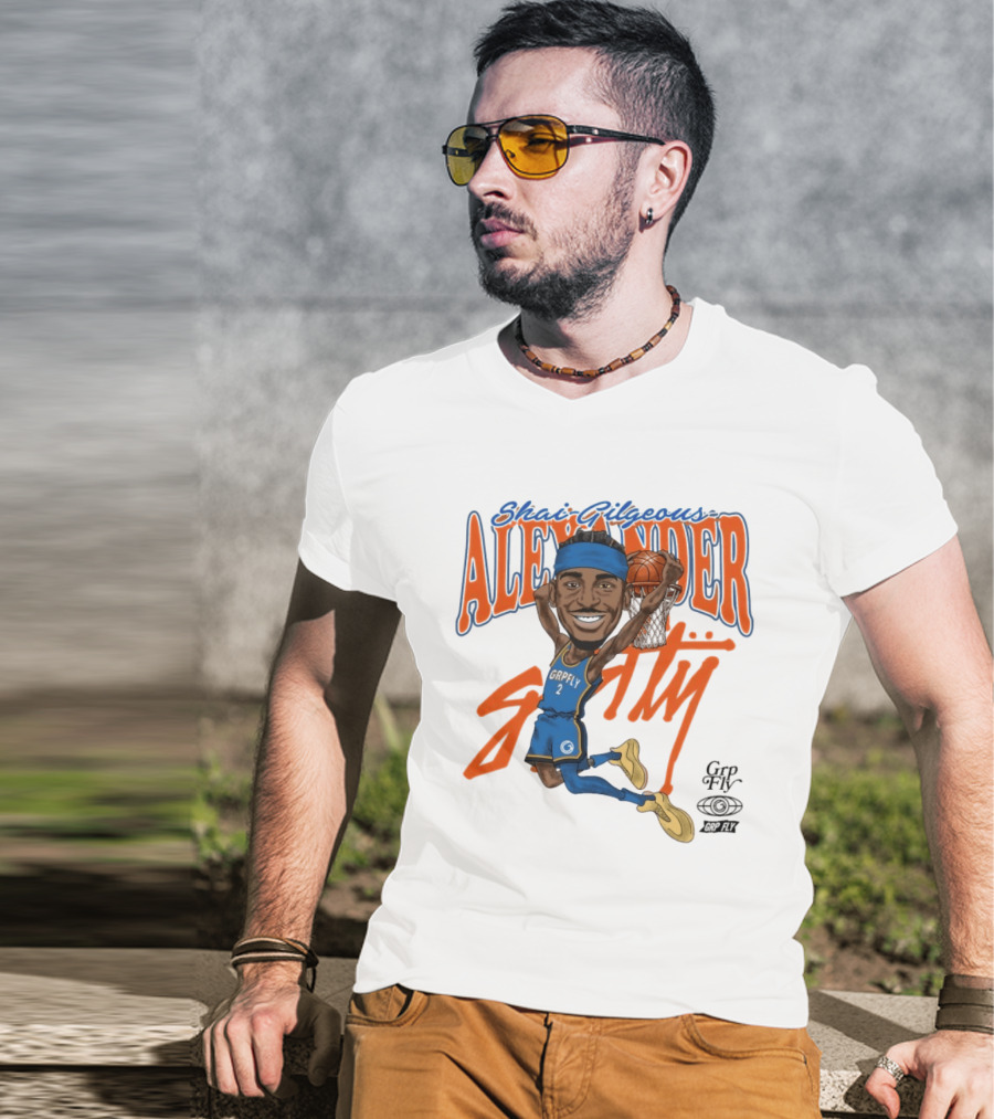 Shai Gilgeous Alexander Oklahoma City Basketball Dunk By Grip Fly T-Shirt