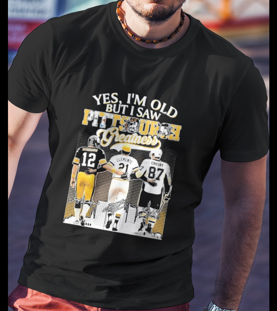 Yes I'm Old But I Saw Pittsburgh Greatness Football Legends 12 82 87 Vintage Players T-Shirt