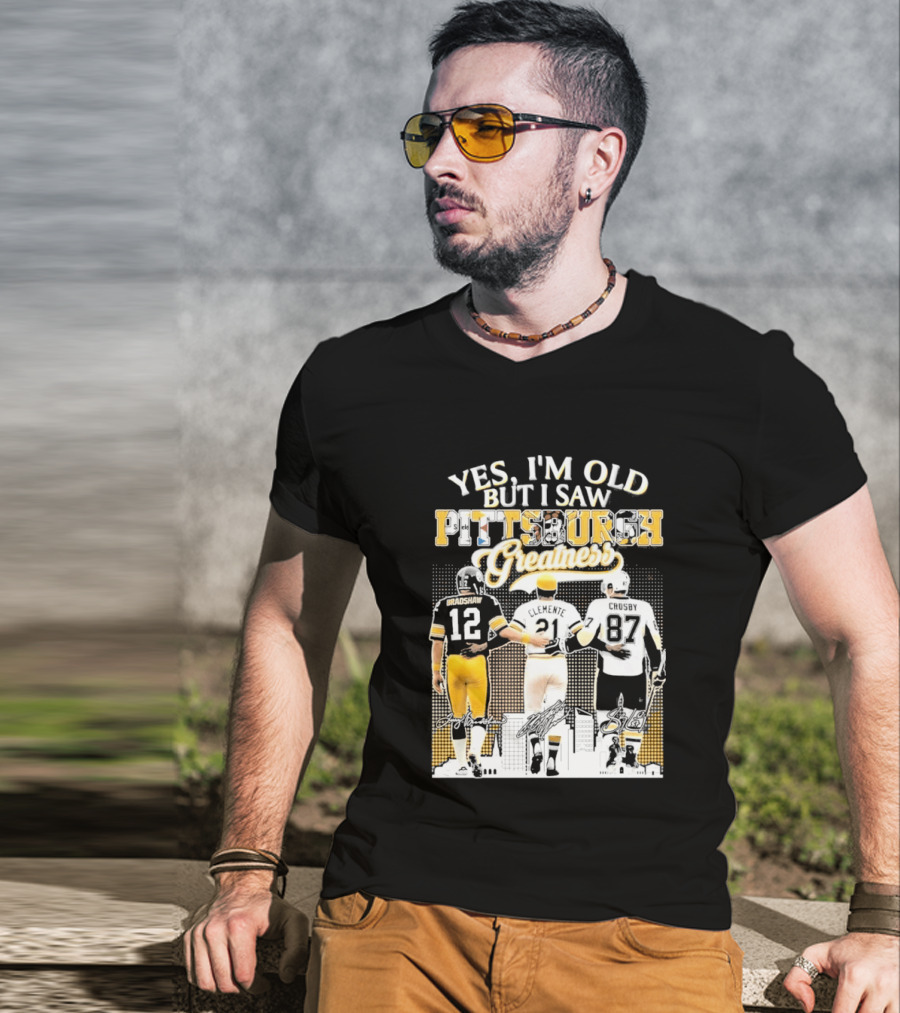Yes I'm Old But I Saw Pittsburgh Greatness Football Legends 12 82 87 Vintage Players T-Shirt