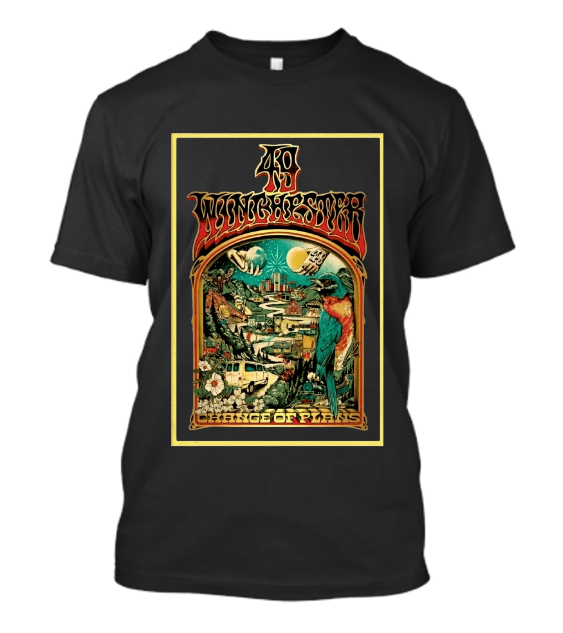 49 Winchester Change Of Plans Psychedelic Nature Cityscape Bird Van Moonflower T-Shirt