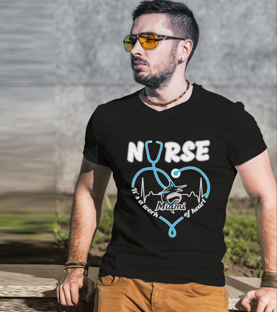 Nurse It's A Work Of Heart Miami Stethoscope 2026 T-Shirt