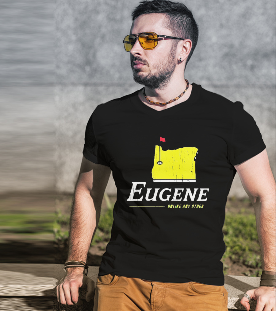Eugene Oregon Map With Golf Flag Unlike Any Other Masters Tournament T-Shirt