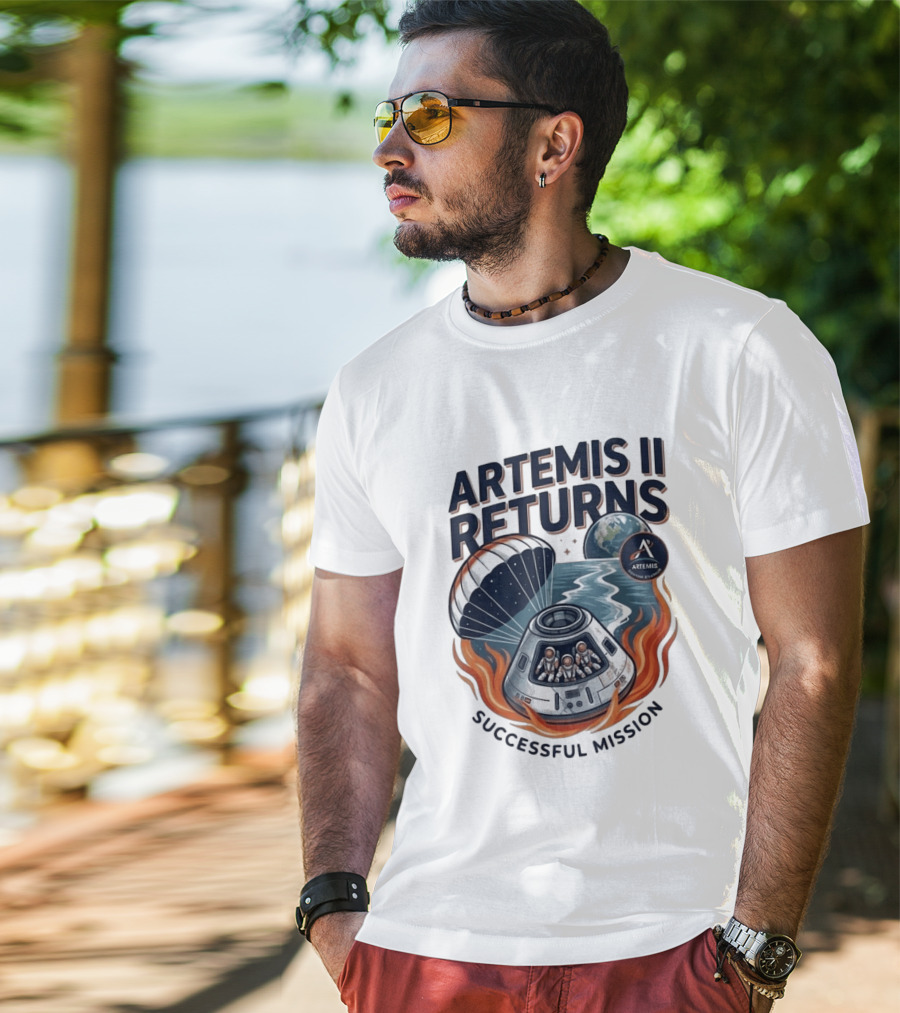 Artemis II Returns Successful Mission Capsule Parachute Earth T-Shirt