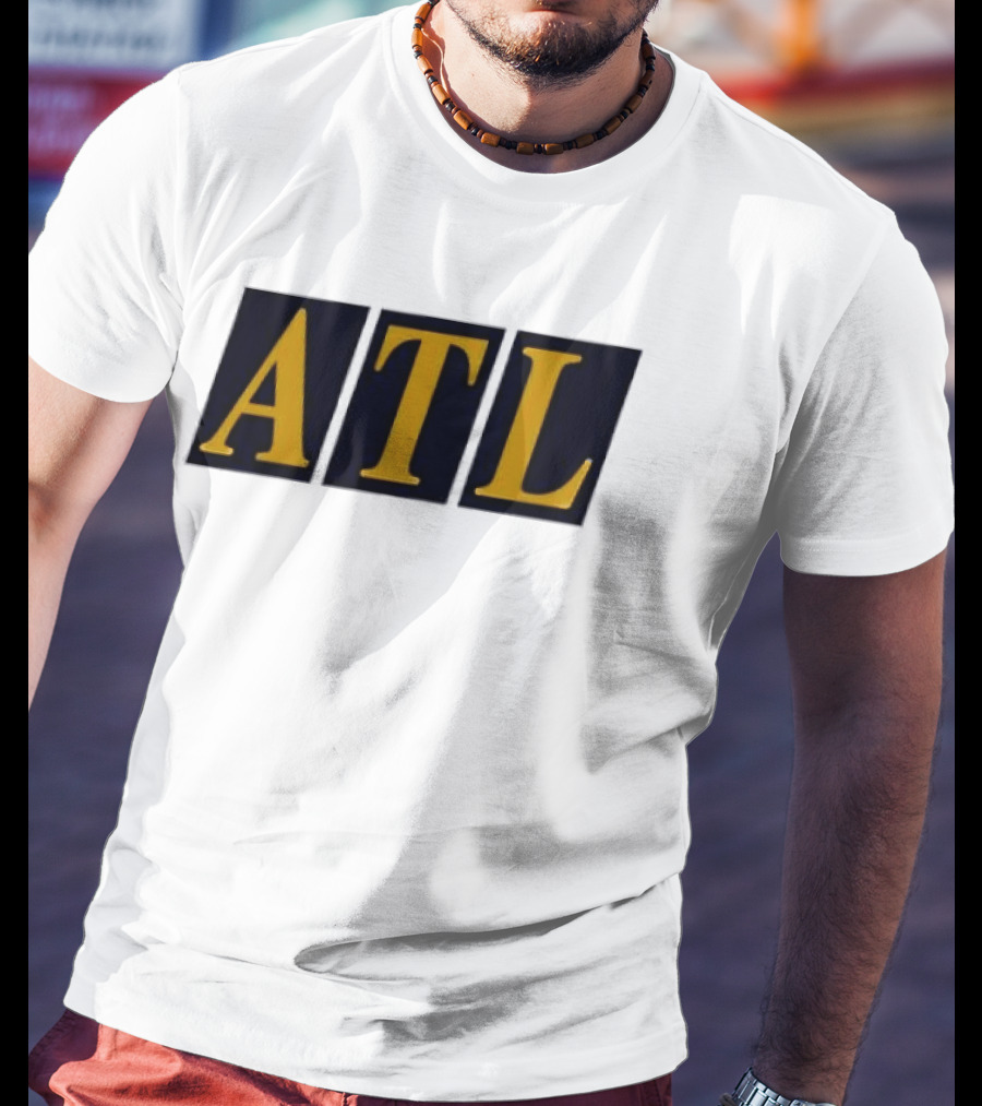 ATL Bold Minimalist Style Gold Text On Black T-Shirt