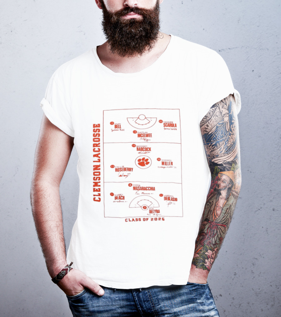 Clemson Lacrosse Field Diagram Class Of 2026 T-Shirt