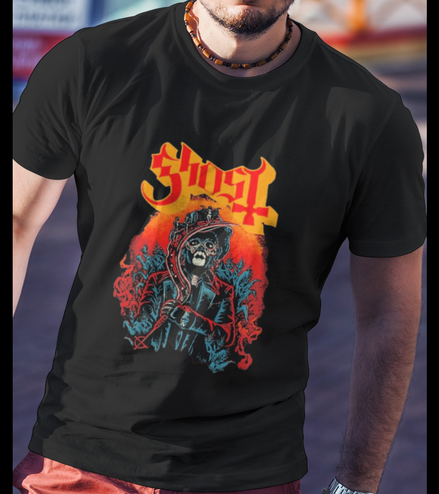 Ghost Black Harvest Grim Reaper Scythe T-Shirt