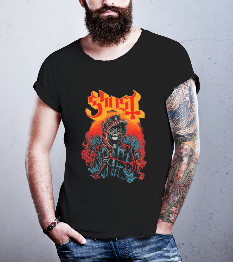 Ghost Black Harvest Grim Reaper Scythe T-Shirt