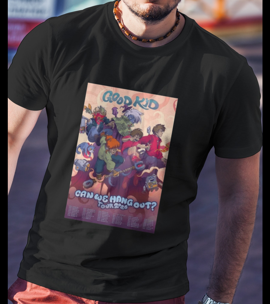 Good Kid Can We Hang Out 2026 Tour Colorful Cartoon Characters T-Shirt