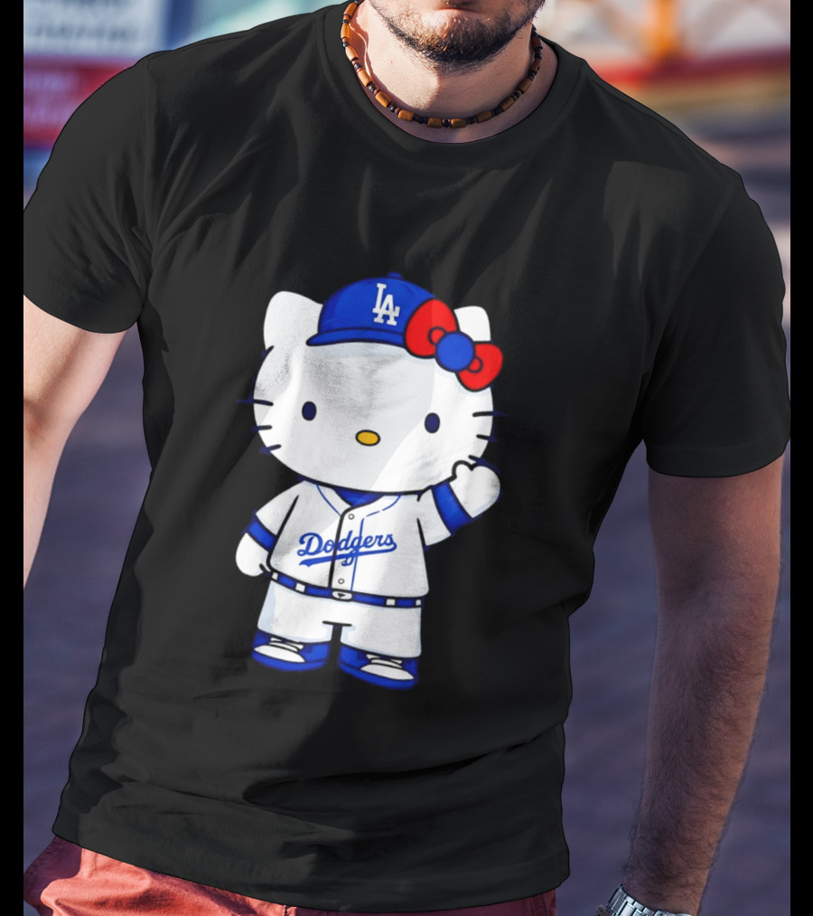Hello Kitty Los Angeles Dodgers MLB Baseball Collaboration Fan T-Shirt