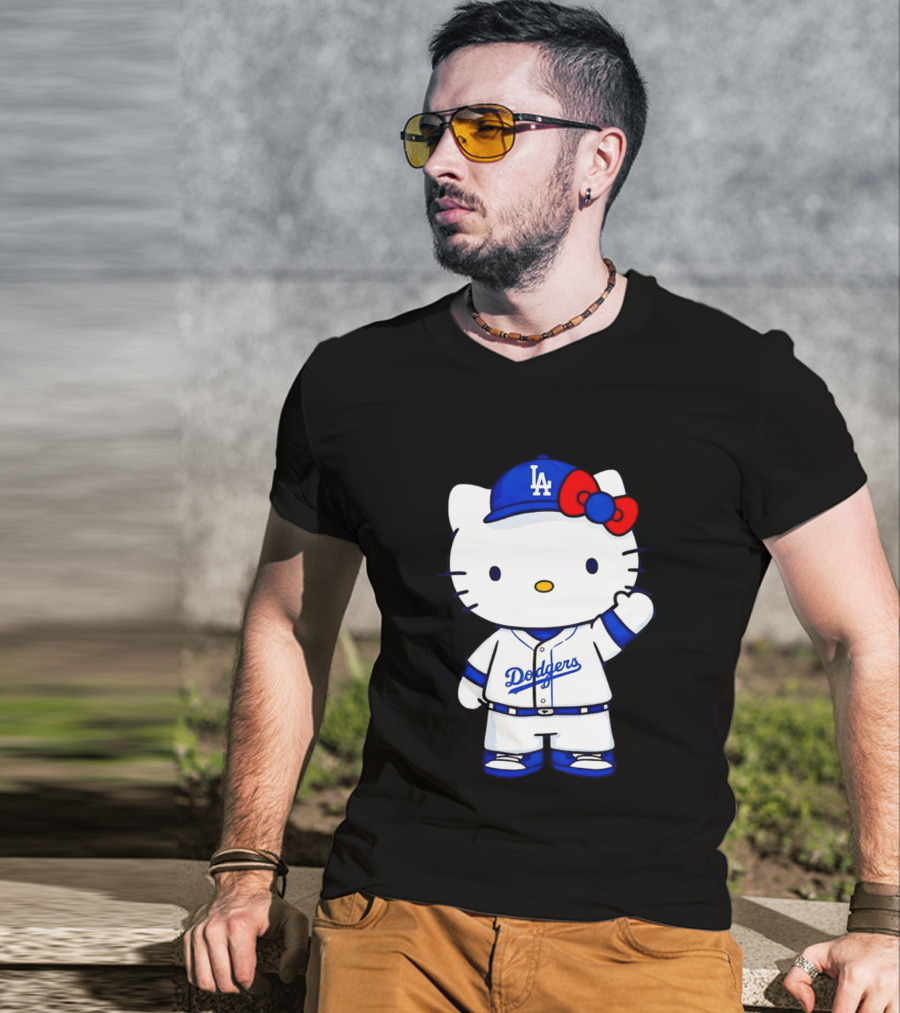 Hello Kitty Los Angeles Dodgers MLB Baseball Collaboration Fan T-Shirt
