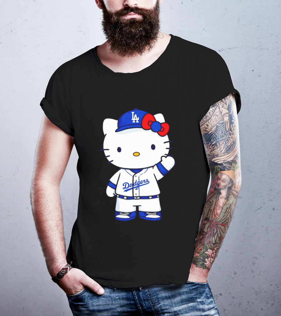 Hello Kitty Los Angeles Dodgers MLB Baseball Collaboration Fan T-Shirt