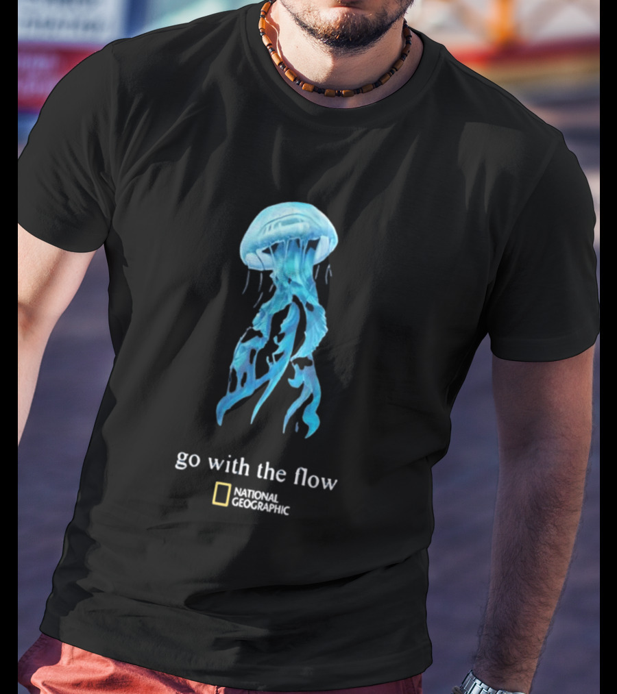 Jellyfish Go With The Flow National Geographic Blue Ocean T-Shirt