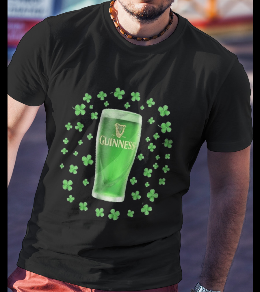 Guinness Pint With Shamrocks St Patrick's Day Celebration T-Shirt