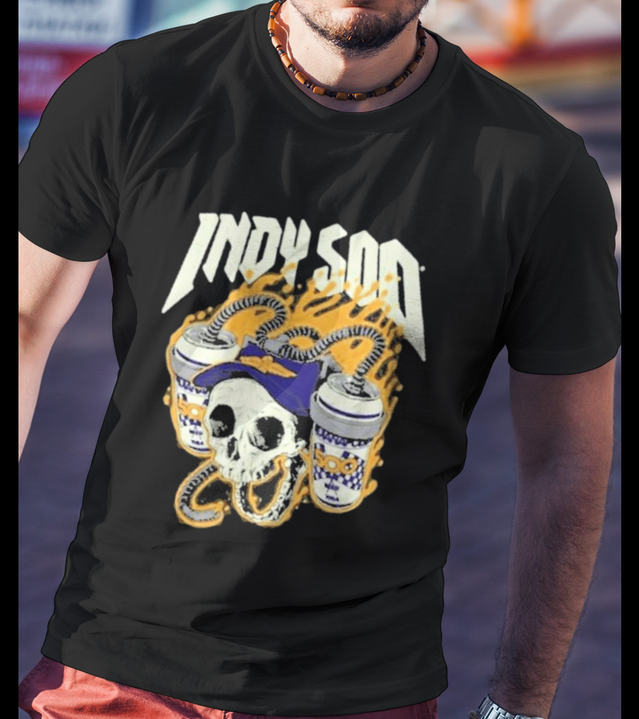 Indy 500 Skull With Flames And Racing Helmet T-Shirt