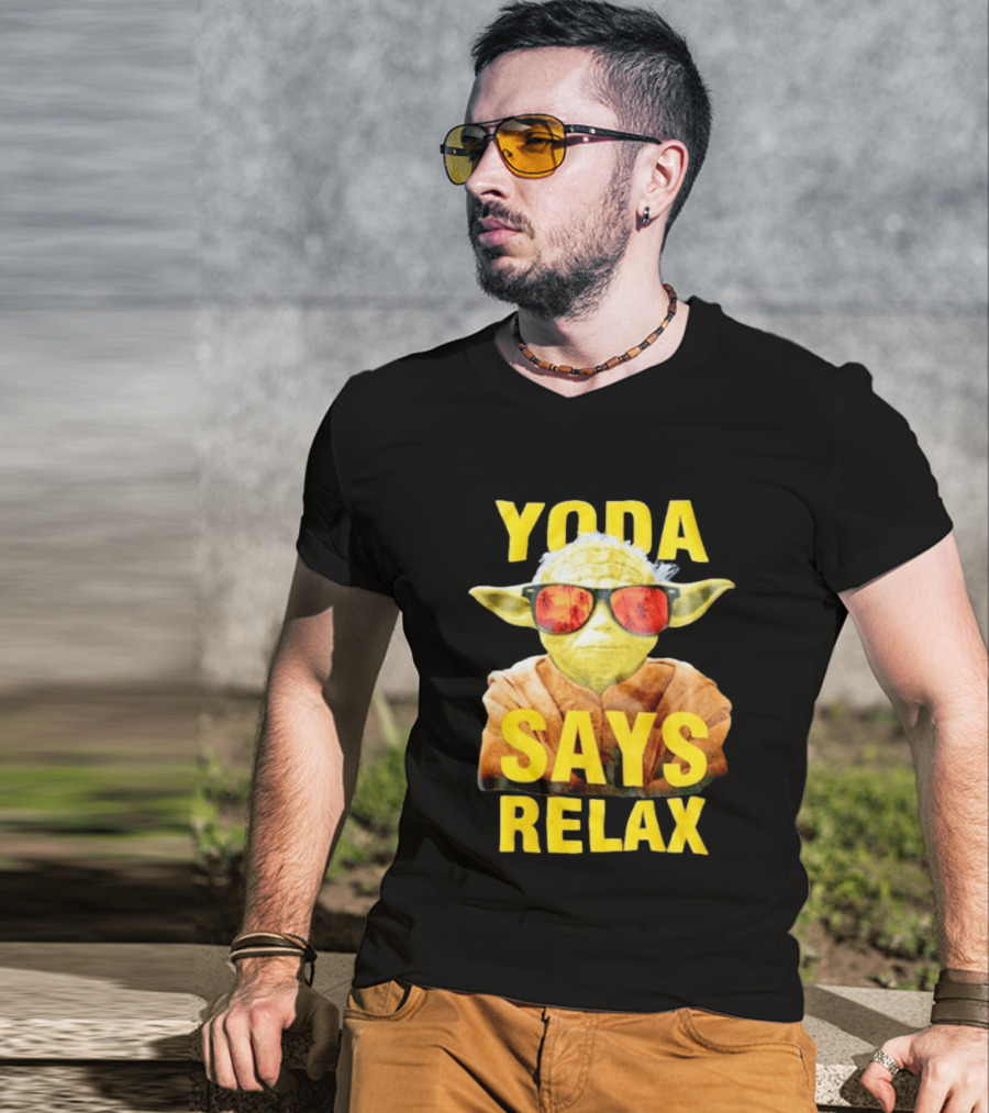 Yoda Says Relax Sunglasses Funny Jedi Master T-Shirt