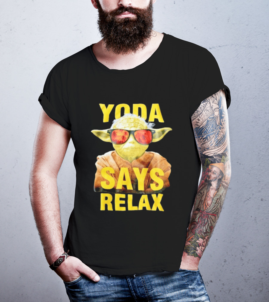 Yoda Says Relax Sunglasses Funny Jedi Master T-Shirt