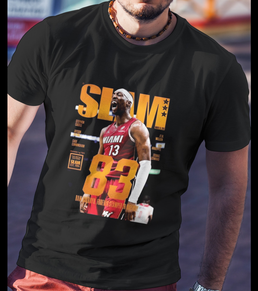 SLAM 261 Bam Adebayo Miami Heat Metal Edition 83 Points Forever Stamped In History T-Shirt