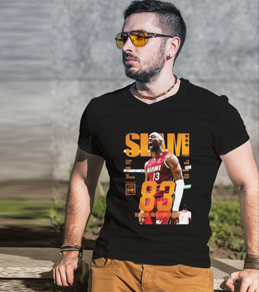 SLAM 261 Bam Adebayo Miami Heat Metal Edition 83 Points Forever Stamped In History T-Shirt