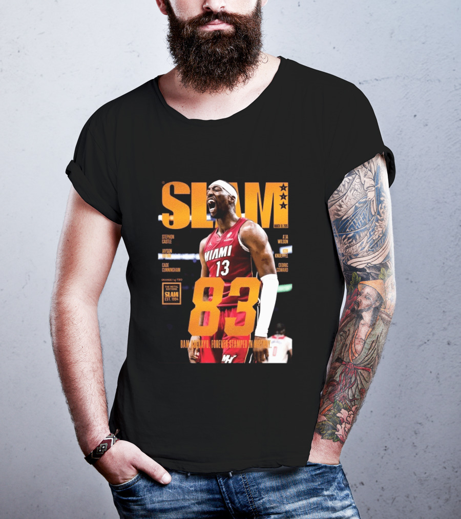 SLAM 261 Bam Adebayo Miami Heat Metal Edition 83 Points Forever Stamped In History T-Shirt
