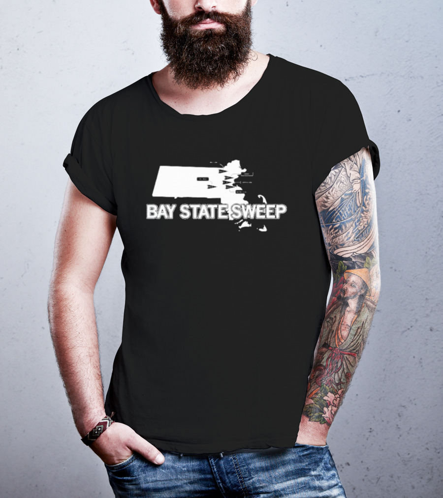 Bay State Sweep Massachusetts Map Landmarks T-Shirt