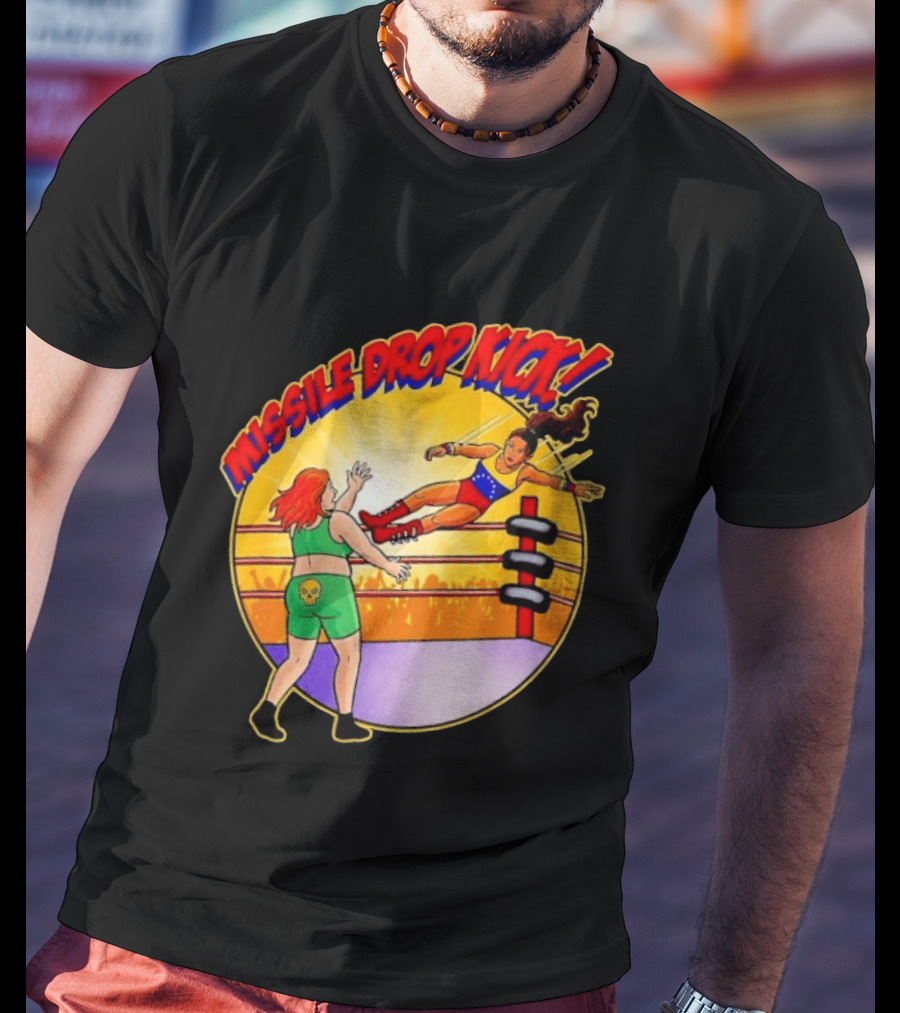 Missile Drop Kick Wrestling Move In Classic Ring Showdown T-Shirt