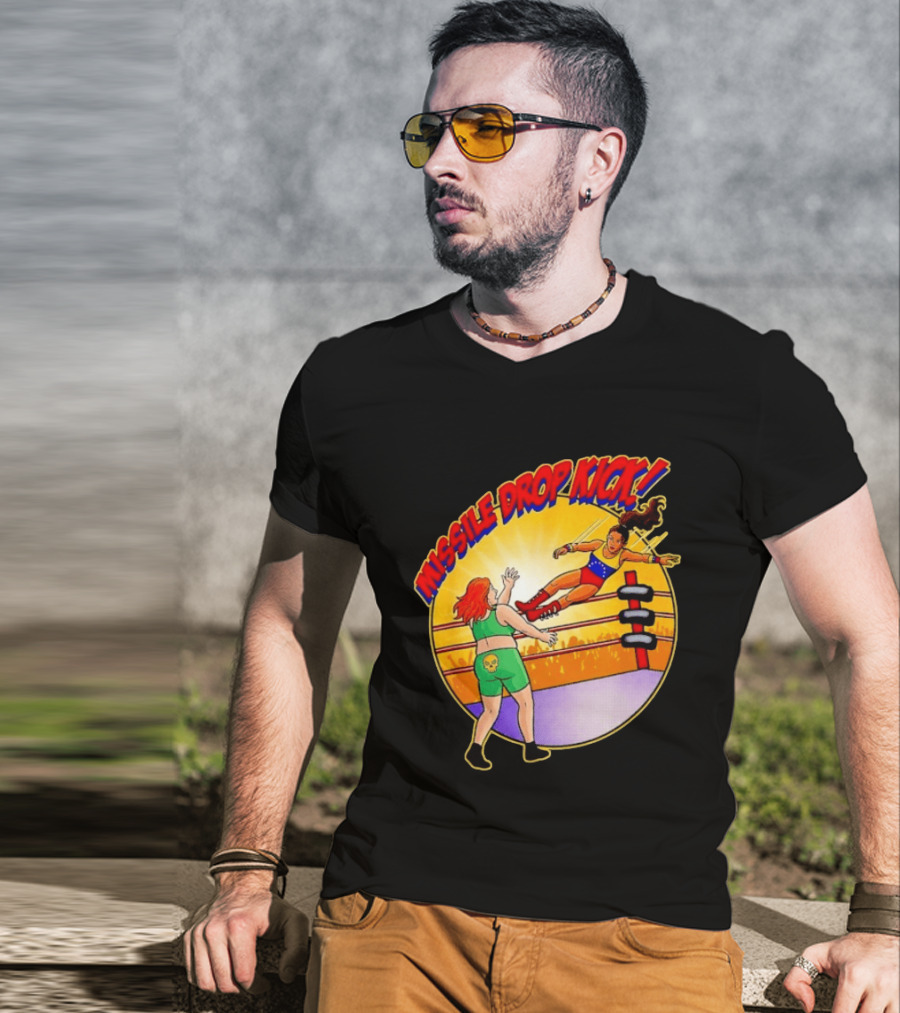 Missile Drop Kick Wrestling Move In Classic Ring Showdown T-Shirt