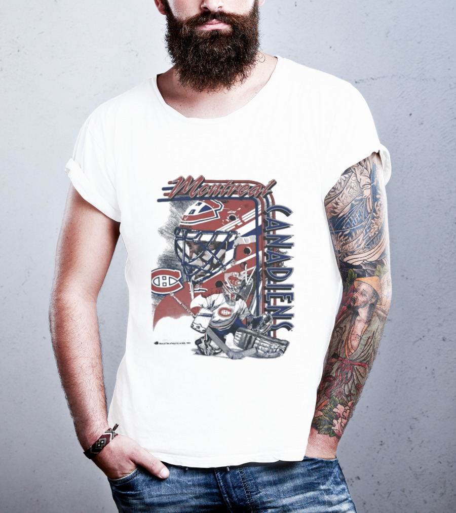 Montreal Canadiens 1992 NHL Vintage Hockey Goalie Mask T-Shirt