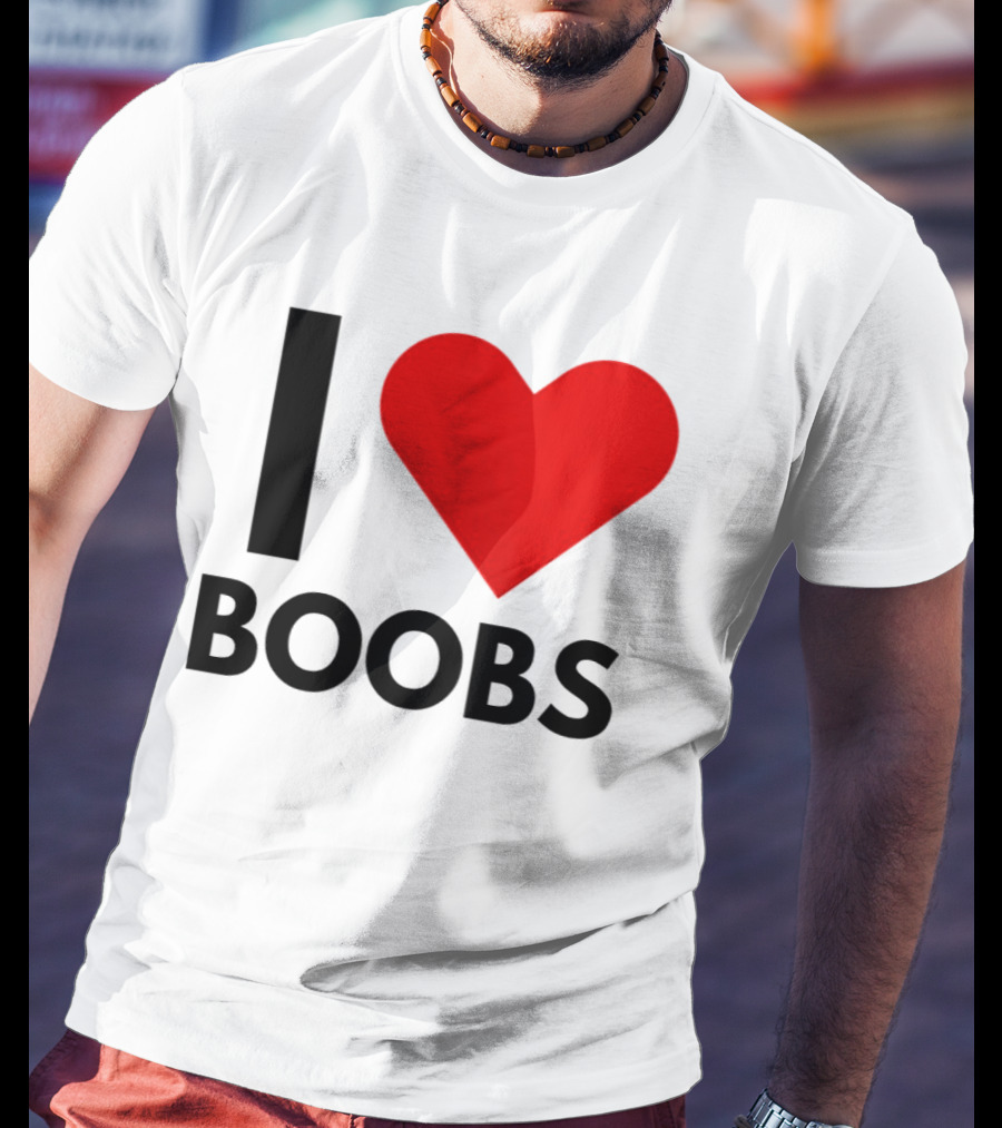 I Love Boobs Heart Symbol Humor T-Shirt