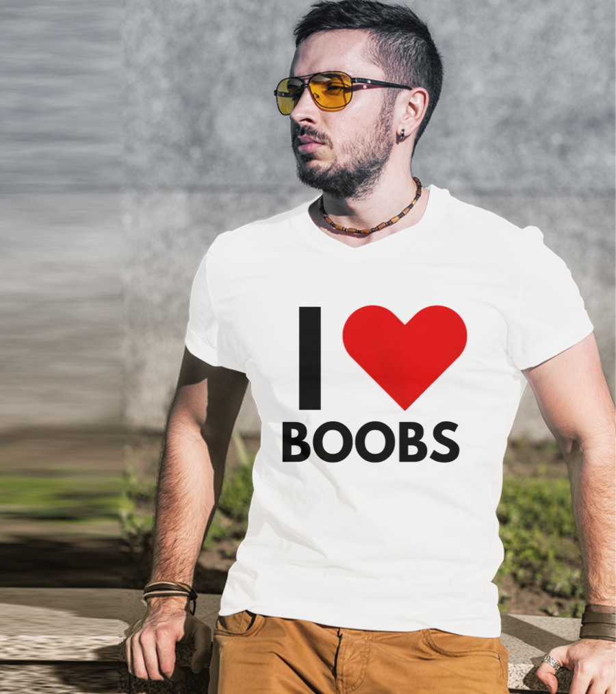 I Love Boobs Heart Symbol Humor T-Shirt