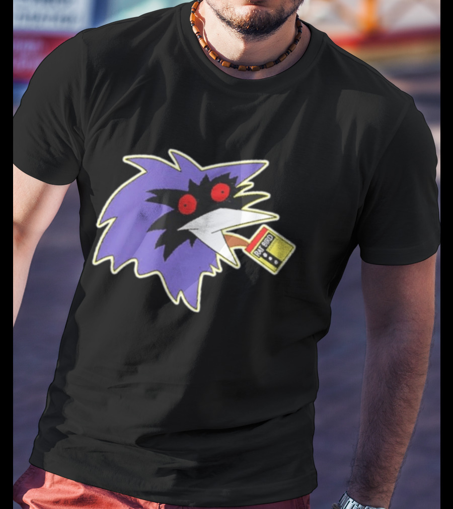 Rat Bird Old Bay Seasoning Meme Yellow Box Purple Creature Red Eyes T-Shirt