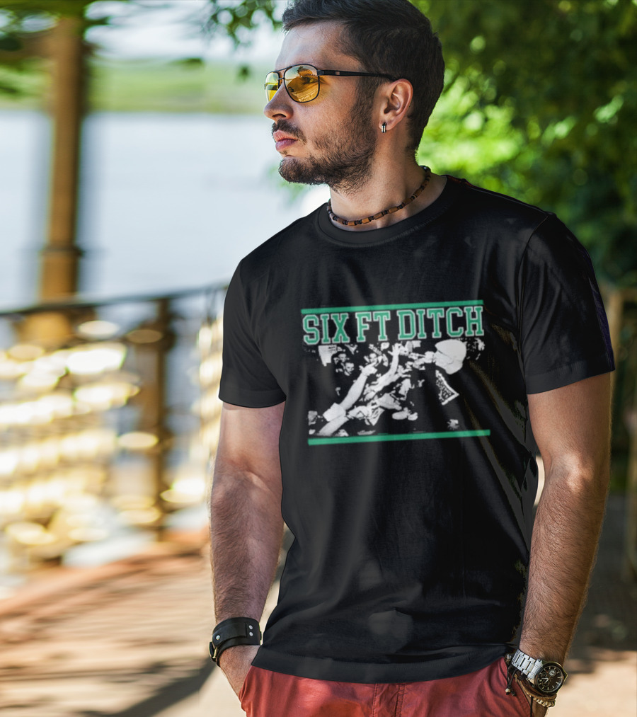 Six Ft Ditch Skull And Bones Grunge T-Shirt