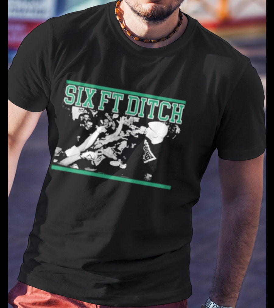 Six Ft Ditch Skull And Bones Grunge T-Shirt