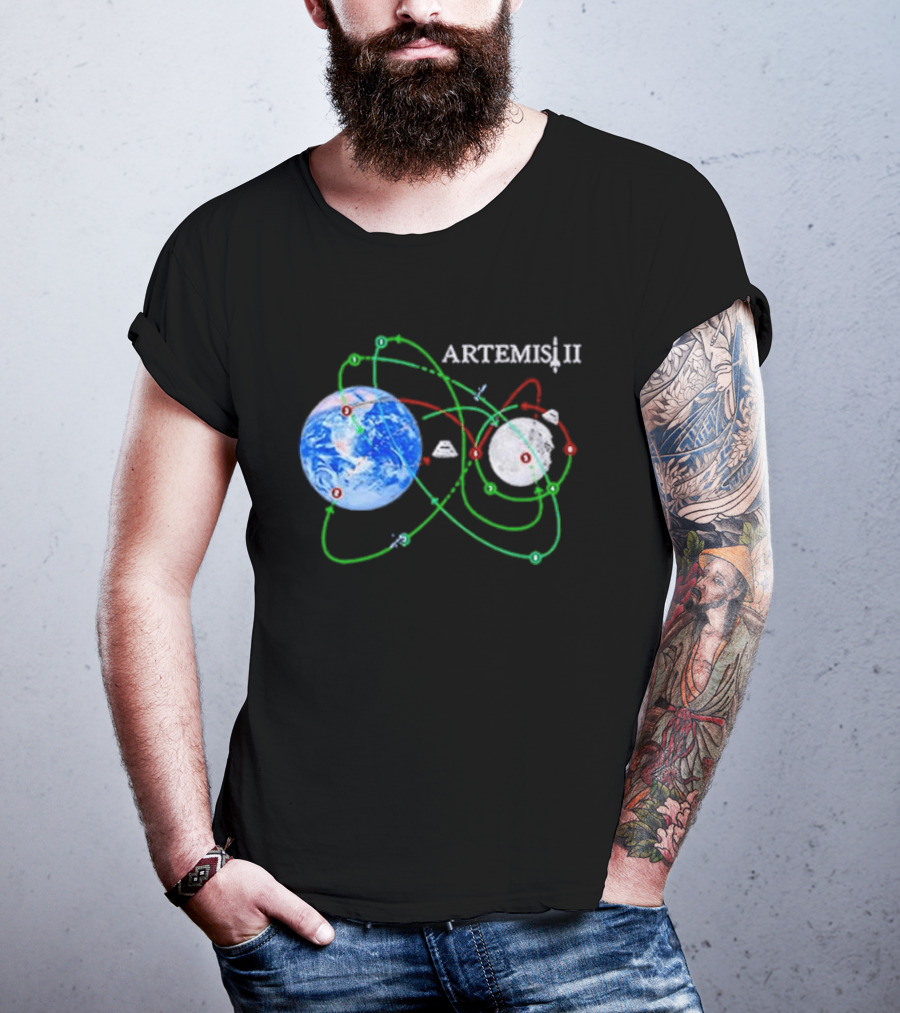 Artemis II NASA Moon Mission Pathways Earth And Moon T-Shirt