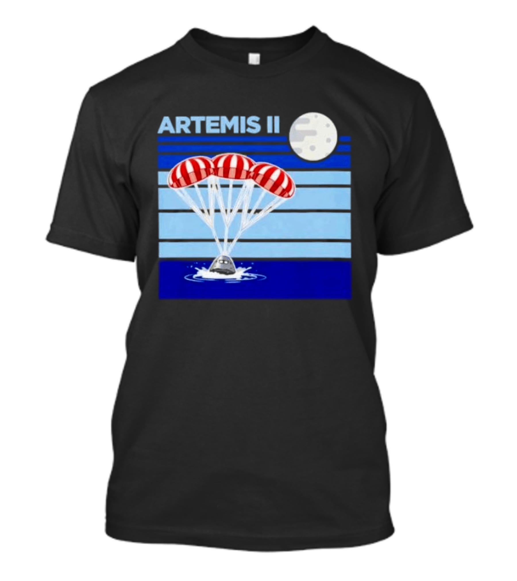 Artemis II Splashdown Red Parachutes Lunar Moon Landing T-Shirt