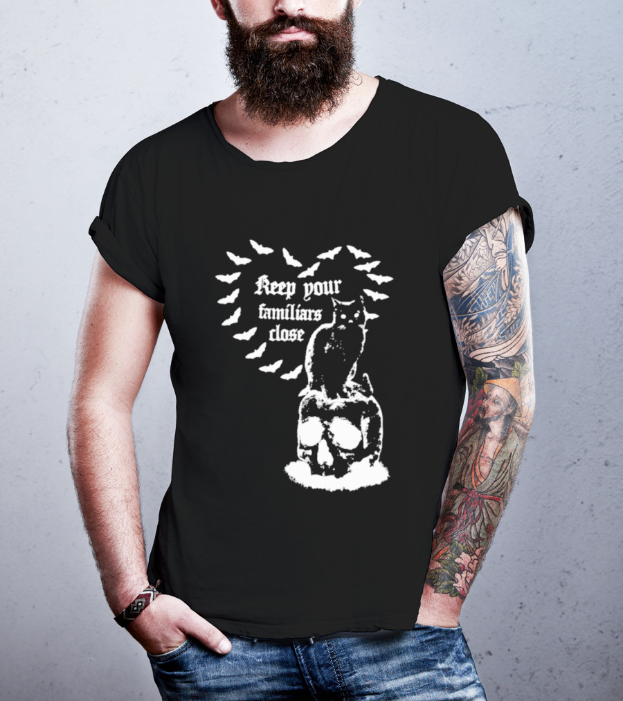 Keep Your Familiars Close Owl Skull And Bats T-Shirt