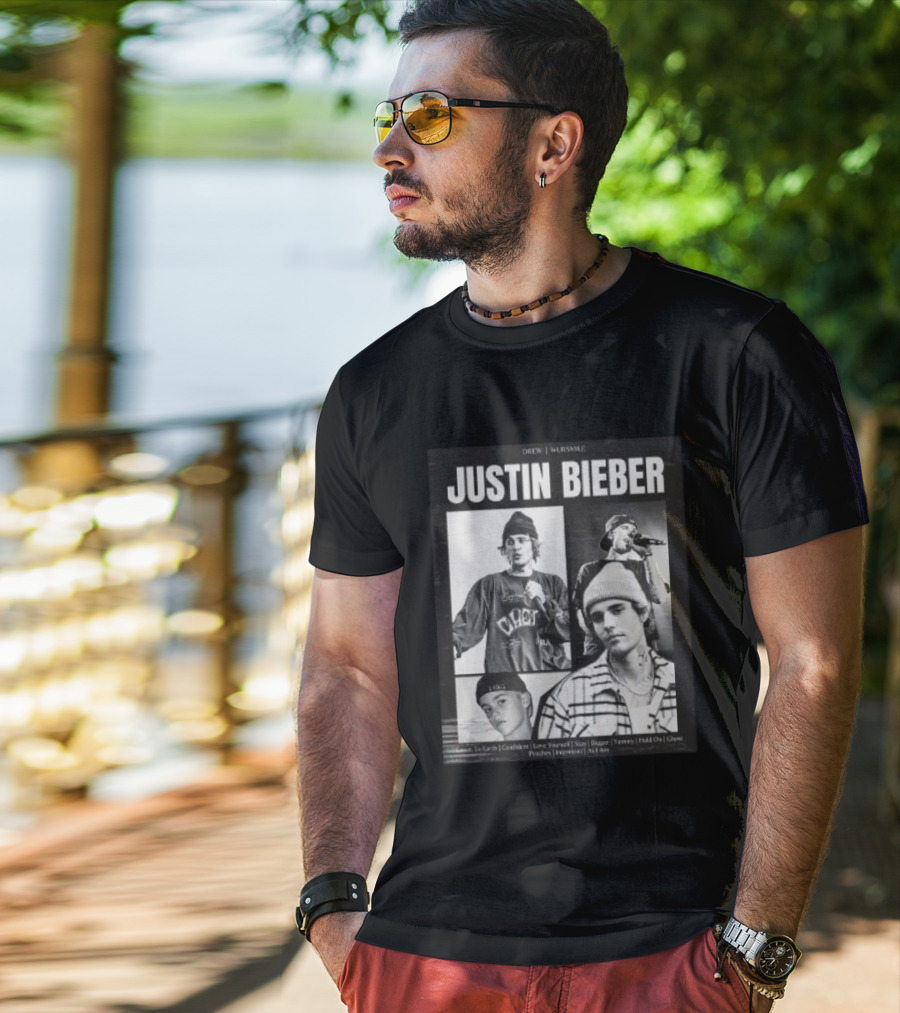 Drew House Viasmule Justin Bieber Collage Love Yourself Peaches Iconic Photos T-Shirt