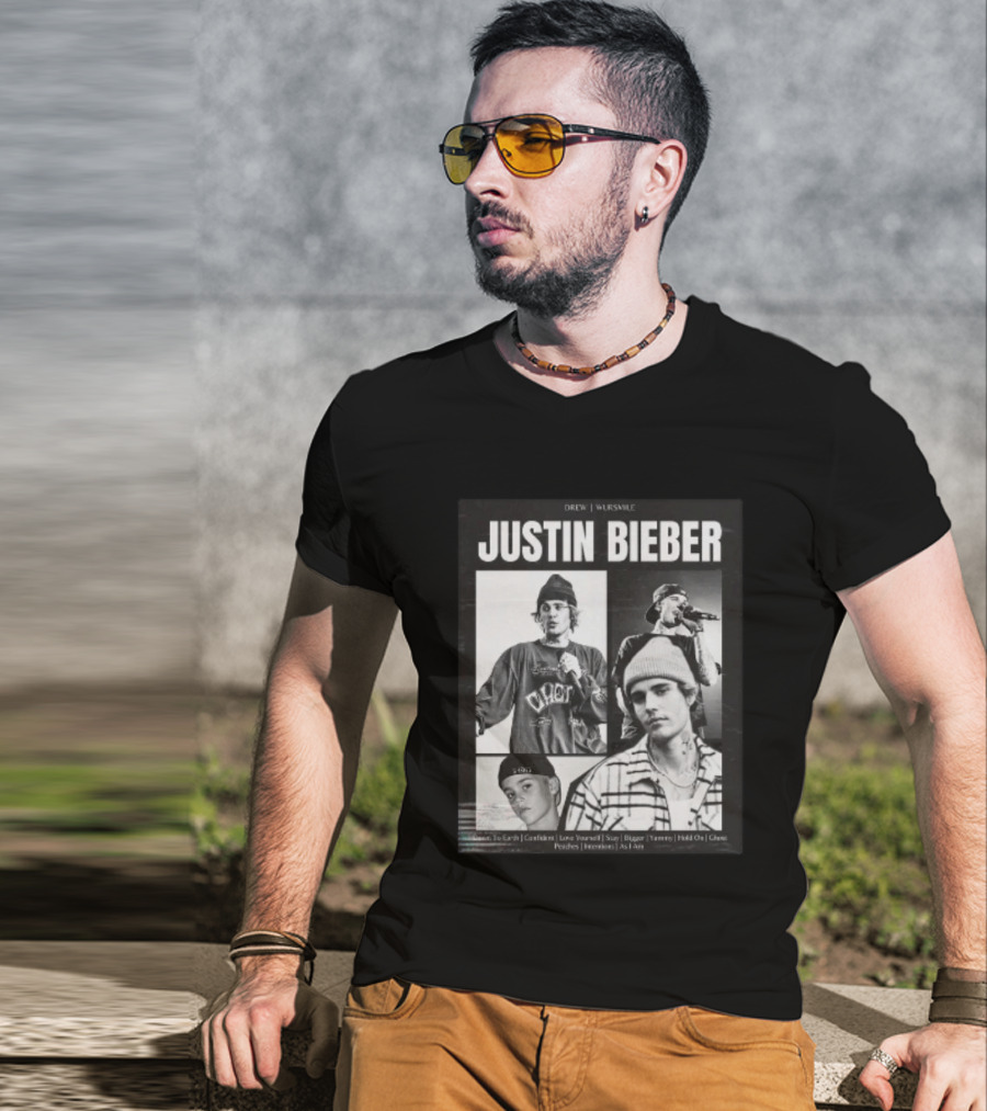 Drew House Viasmule Justin Bieber Collage Love Yourself Peaches Iconic Photos T-Shirt