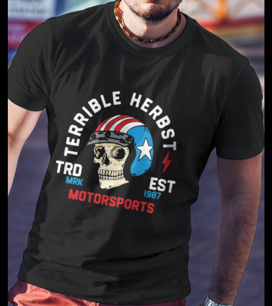 Terrible Herbst Motorsports TRD Mark EST 1987 Skull Helmet Star T-Shirt