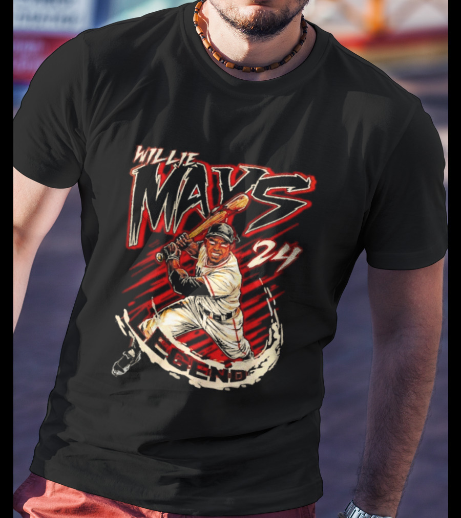Willie Mays 24 San Francisco Giants Planet Euphoria Player Baseball T-Shirt