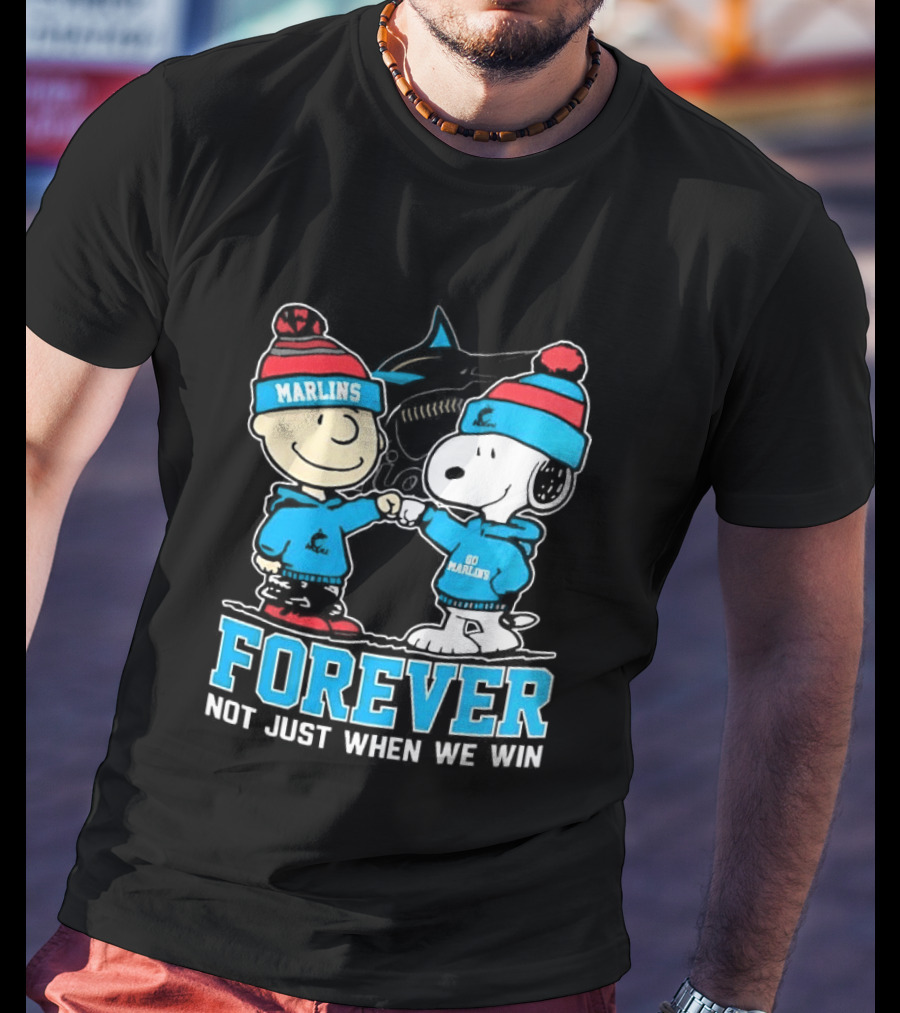 Charlie Brown Snoopy Miami Marlins Fist Bump Forever Not Just When We Win 2025 T-Shirt