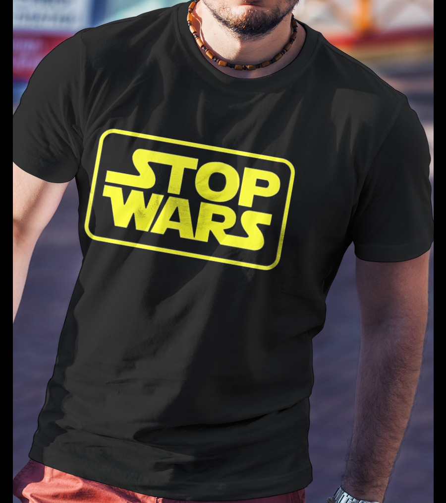 Stop Wars Yellow Text Block T-Shirt